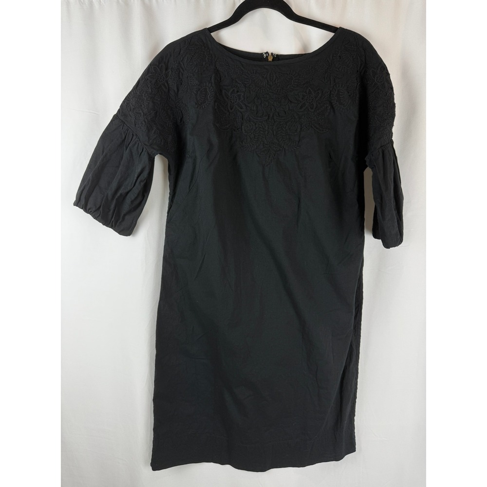 Lauren Ralph Lauren Black Dress Embroidered Floral Detail‎ Size 4
